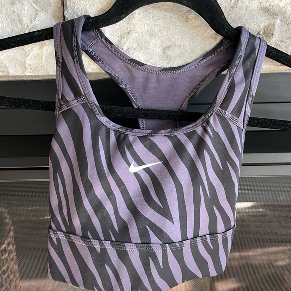 Nike Women's Black and Purple Zebra Sports Bra - Picture 3 of 4